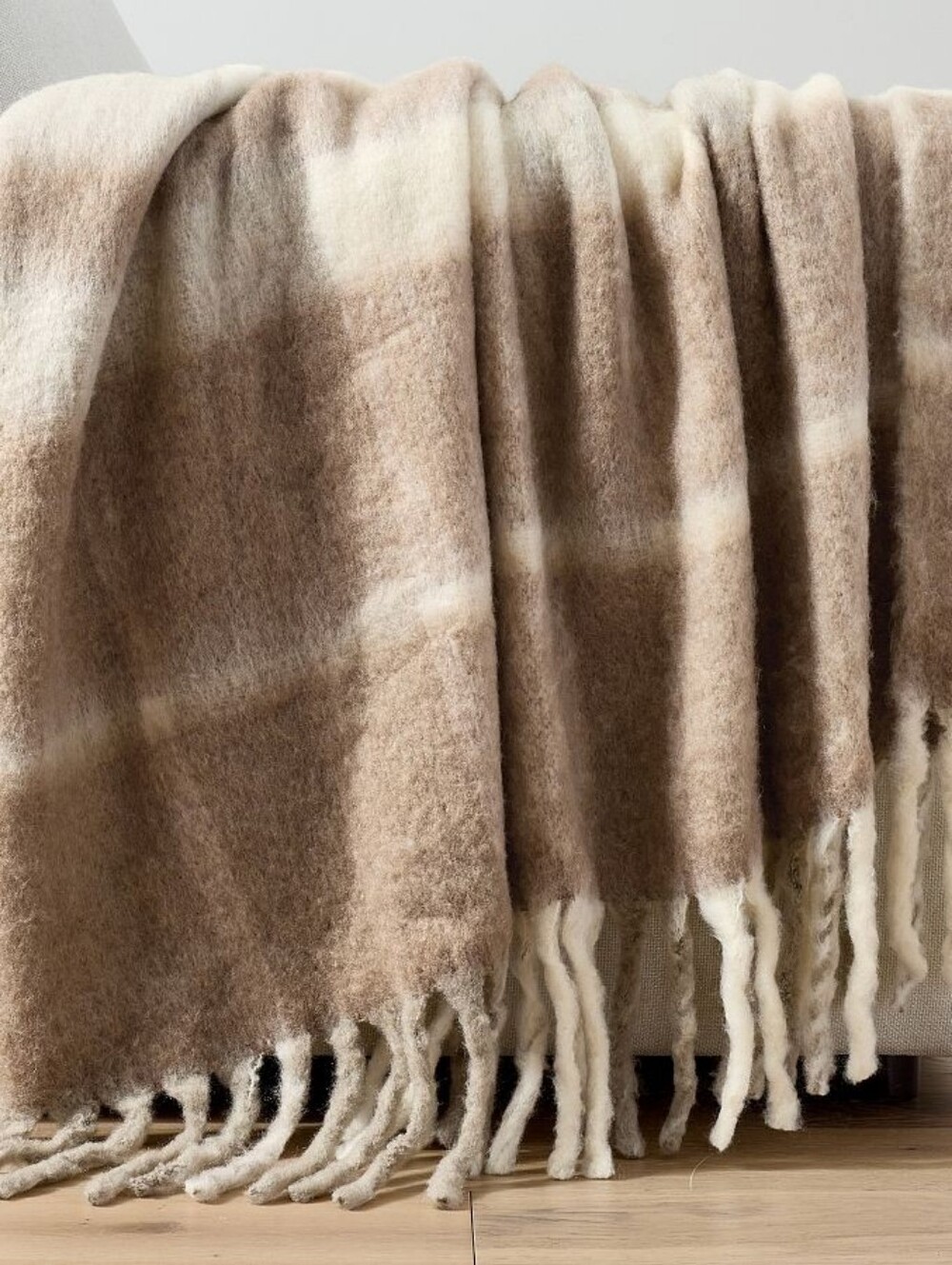 Pottery Barn: Duluth Check Faux Mohair Throw 50x60 Inches, New With Tags